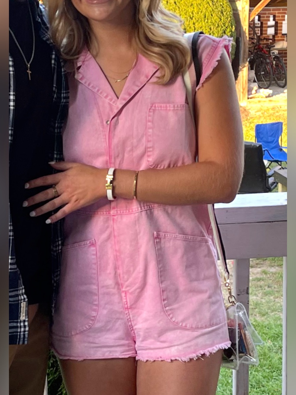 Day + Moon Pink Sleeveless Button-Down Utility Shirt